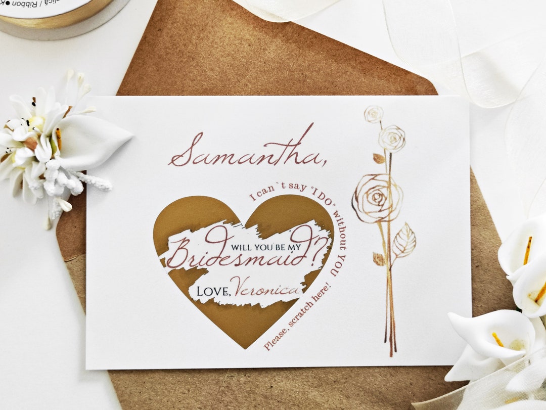Bridesmaid Proposal Card, Scratch off Heart, Wedding Favors Will You Be ...