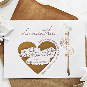 Carte à gratter personnalisée dorée, carte de proposition de demoiselle d'honneur, serez-vous ma demoiselle d'honneur, serez-vous ma demoiselle d'honneur, cadeaux de mariage