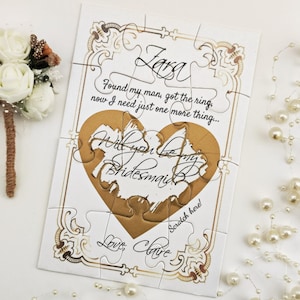 Biglietto di proposta per damigella d'onore, puzzle gratta e vinci, vuoi essere la mia damigella d'onore, biglietto di proposta dorato, bomboniere per matrimonio