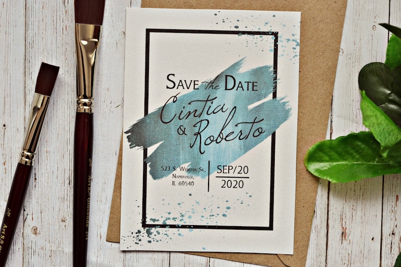 Save the Date Cards Modern Art Simple Save the Date Postcard /& Envelope Save the Date Wedding Announcement Calligraphy Save the Date Pack