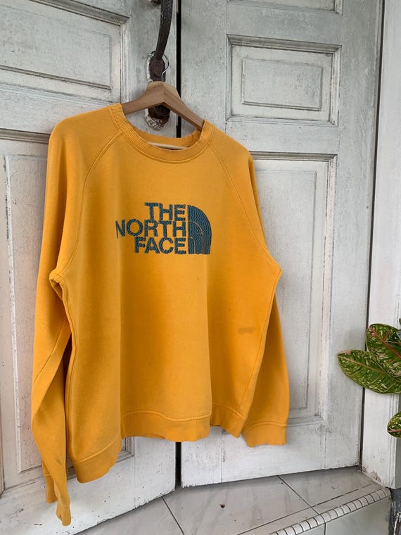 The North Face Crewneck Sweatshirt Yellow Mustard Etsy