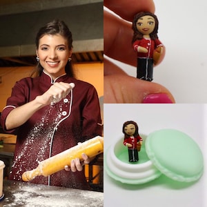 Figura de amuleto de la suerte con retrato gourmet para regalar a un amante de la cocina.