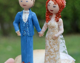 Cake topper figurines portrait personnalisées d’après photo mariage décoration table gâteau 15 cm