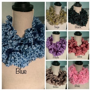 Ruffle scarf/Womens scarf/Handknitted/Warm scarf/Gift for her/Scarf women/Stylish/Cosy/Neck warmer/Womens scarves/Multiple colours