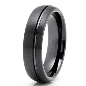 Black Tungsten Wedding Ring,Black Tungsten Ring,Tungsten Carbide Ring,Anniversary Ring,Men & Women,Black Wedding RIing,Comfort Fit,Brush