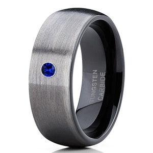 GUNMETAL Tungsten Ring,Black Tungsten Ring,Men & Women,Tungsten Carbide Ring,Black Wedding Band,Blue Sapphire Ring,Comfort Fit