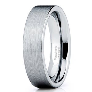 Silver Tungsten Wedding Band,Silver Tungsten Ring,Tungsten Carbide Ring,Men & Women,Engagement Ring,Silver Tungsten,Anniversary Ring,Brush