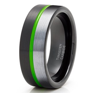 Gray Tungsten Wedding Ring,Green Tungsten Ring,Anniversary Ring,Men & Women Tungsten Ring,Black Wedding Ring,Green Tungsten Ring,Anniversary