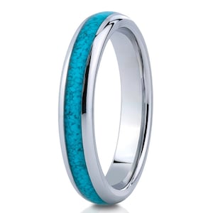Turquoise Wedding Ring,4mm Wedding Band,Engagement Ring,Tungsten Carbide Ring,Engagement Ring,Turquoise Ladies Ring,Anniversary Ring,Dome