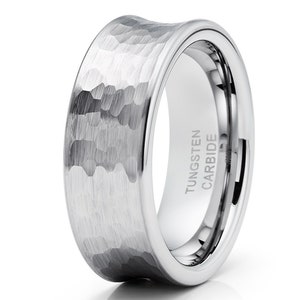 Hammered Tungsten Wedding Ring,Concave Tungsten Ring,Men's Tungsten Ring,Anniversary Ring,8mm Tungsten Ring,Unique Tungsten Ring,Comfort Fit