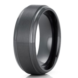 Men&#39;s Wedding Ring,Black Zirconium Ring,Anniversary Ring,Men & Women,Black Wedding Ring,Zirconium Ring,Engagement Ring,Comfort Fit