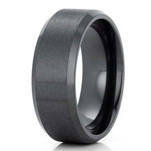 Black Zirconium Wedding Ring,Anniversary Ring,Men & Women,Black Zirconium Wedding Band,Anniversary Ring,Engagement Ring,Matte Finish,Beveled