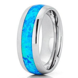 Opal Wedding Ring,Tungsten Wedding Ring,Anniversary Ring,Tungsten Carbide Ring,Opal Tungsten Ring,Engagement Ring,