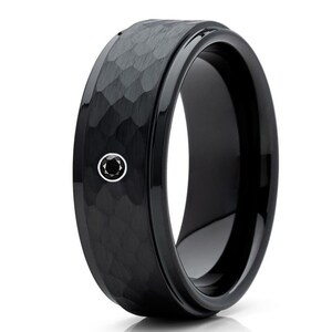 Black Tungsten Wedding Ring | Black Wedding Ring | Tungsten Carbide Ring | Unique Tungsten Wedding Ring | Men & Women | Tungsten Carbide