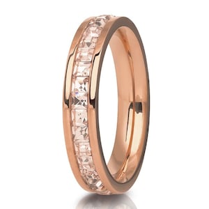 Titanium Wedding Ring,Rose Gold Wedding Ring,Eternity Ring,CZ Wedding Ring,Ladies Titanium Ring,Anniversary Ring,Engagement Ring,Comfort Fit