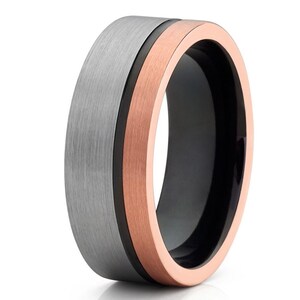 Rose Gold Tungsten Ring,Black Tungsten Ring,Engagement Ring,Tungsten Carbide Ring,18k Rose Gold Ring,Black Wedding Band,Unique Tungsten Ring