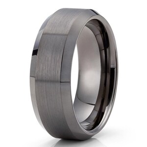 Gunmetal Tungsten Wedding Ring,Tungsten Carbide Ring,8mm & 6mm,Unique Tungsten Ring,Engagement Ring,Gray Tungsten Ring,Comfort Fit Ring