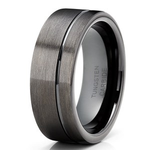 Black Tungsten Ring,Gunmetal Tungsten Wedding Ring,Anniversary Ring,Tungsten Carbide,Men & Women,Black Wedding Ring,Engagement Ring,Brush