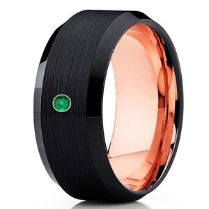 Fede nuziale nera, fede nuziale spazzolata, anello in carburo di tungsteno, anello di anniversario, fede nuziale unica, fede nuziale smeraldo, fede nuziale smussata