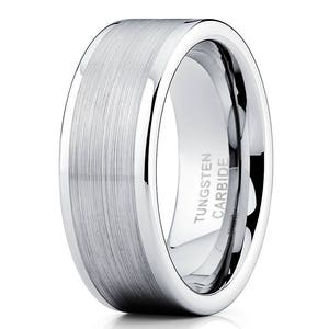 Tungsten Wedding Band, Silver Tungsten Ring, Men & Women,8mm Wedding Band, Tungsten Carbide Ring, Engagement Ring