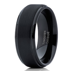 Tungsten Wedding Band Men & Women Black Tungsten Wedding Band Anniversary Ring Brush Wedding Ring Comfort Fit
