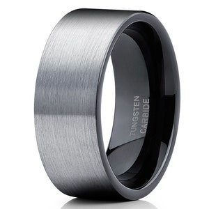 Black Tungsten Ring,Tungsten Wedding Band,Men & Women,Gray Tungsten Ring,Tungsten Carbide Ring,Comfort Fit,Brush Wedding Ring