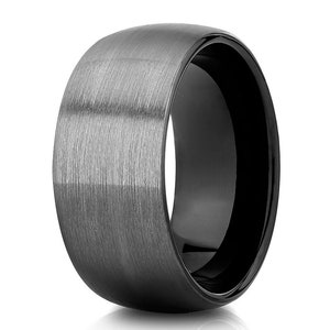 10mm Wedding Ring,Gunmetal Wedding Band,Tungsten Carbide Ring,Man&#39;s Wedding Ring,Engagement Ring,Dome Wedding Ring,Unique Tungsten Band
