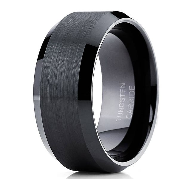 Black Tungsten Wedding Band  Tungsten Carbide Ring Men & Women Black Wedding Band Anniversary Tungsten Ring Comfort Fit