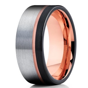Rose Gold Tungsten Wedding Band, Rose Gold Tungsten Ring, 18K Rose Gold Ring, Tungsten Carbide Ring, Rose Gold Tungsten, 18k Rose Gold
