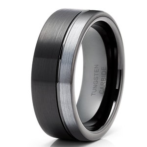 Black Tungsten Wedding Ring,Men & Women,Gunmetal Tungsten Wedding Ring,Anniversary Ring,Unique Tungsten Ring,Comfort Fit,Gray Tungsten
