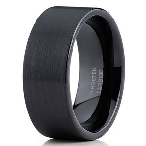 Mens Black Tungsten Ring, Black Tungsten Wedding Ring, Anniversary Ring, Engagement Ring, Men & Women, Comfort Fit, Brush Tungsten Ring