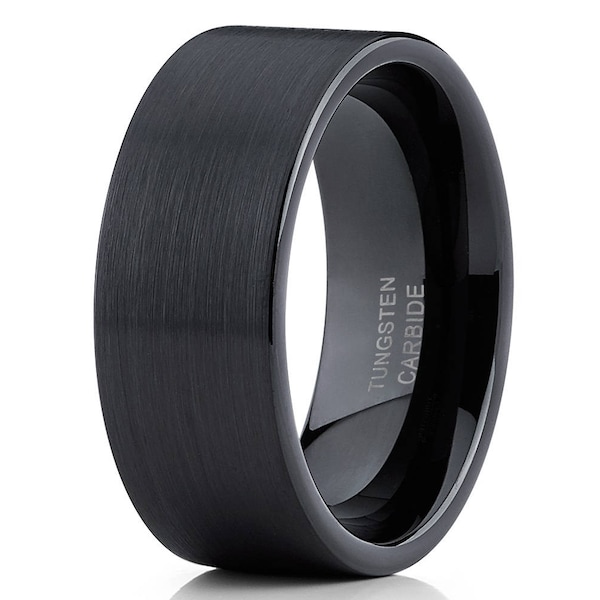 Tungsten Wedding Band, Black Tungsten Ring, Tungsten Carbide, Men & Women, Brush Tungsten Ring, Anniversary Band, Black Ring, Brush