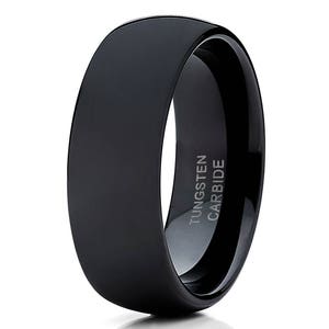 Black Tungsten Wedding Band, Matt Polish Tungsten Carbide Ring, Anniversary Men & Women, Black Wedding Band, Dome Tungsten, Comfort Fit