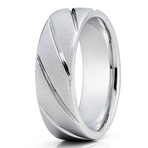 Simple Classic Groove White Gold Wedding Band 14k White Gold Wedding Ring Anniversary Ring Men & Women Comfort Fit Ring