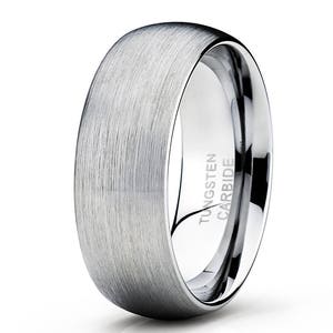 Silver Tungsten Wedding Band Tungsten Carbide Men & Women Tungsten Wedding Ring Brush Tungsten Comfort Fit Ring
