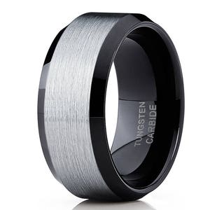 Black Tungsten Wedding Band,Black Tungsten Ring,Anniversary Ring,Gray Tungsten Ring,Men & Women,Black Wedding Band,Silver Tungsten Ring