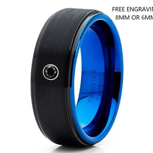 Men&#39;s Tungsten Wedding Ring,Blue Tungsten Ring,Anniversary Ring,Men & Women,Tungsten Carbide Ring,Anniversary Band,Comfort Fit