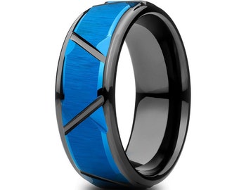 Unique Tungsten Wedding Ring,8mm Wedding Band,Anniversary Ring,Engagement Band,Comfort Fit Ring,Brush Finish Band,Women's Ring,Men's Ring