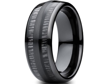 Charcoal Wood Wedding Ring,Black Tungstens Ring,Anniversary Ring,Engagement Ring,8mm Wedding Ring,Wood Wedding Ring,Tungsten Carbide Ring
