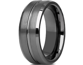 Gunmetal Ehering, Wolfram Ehering, Gunmetal Ehering, Hartmetall Ring, Jahrestag Ring, Männer Ehering, Comfort Fit