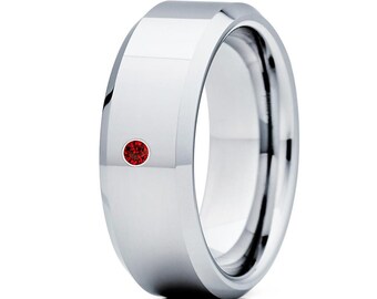 Rubin vigselring, Rubin volfram vigselring, årsdagsring, förlovningsring, silver vigselring, komfortring, herr- och damarmband, unisex