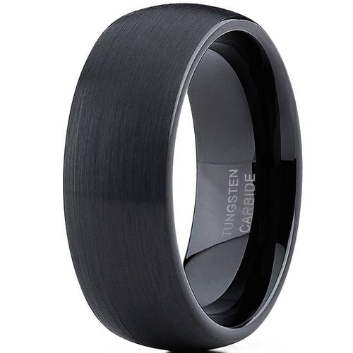Black Tungsten Wedding Band Shiny Polish Tungsten Carbide - Etsy