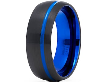 Einzigartige Schwarzer Ehering, Wolframring,Verlobungsring,8 mm & 6 mm Wolframring,Hochzeitsring,Herrenring,Frauenring,Jubiläum
