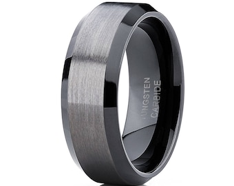 Gunmetal Tungsten Wedding Band,Men & Women,Tungsten Wedding Band,Anniversary Ring,Black Tungsten Wedding Band,Comfort Fit,Wedding Band Set