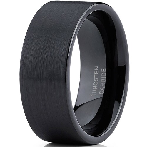 Tungsten Wedding Band Black Tungsten Ring Tungsten Carbide - Etsy