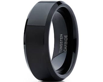 Anello Federe Nuziale In Carburo Di Tungsteno Nero Spazzolato - Incisione Gratuita! - Foto 3