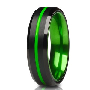 Green Wedding Ring,6mm Ring,8mm Ring,Green Tungsten Ring,Anniversary Ring,Men & Women,Tungsten Carbide Ring,Anniversary Ring,Engagement Ring
