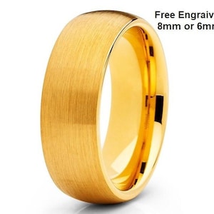 Gelbgold Wolfram Ring,Männer & Frauen,18k Gelbgold,Wolframcarbid Ring,Jubiläumsring,Verlobungsring,Ring Für Sie,Ring Für Ihn