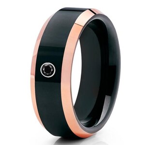 Rose Gold Tungsten Ring, Rose Gold Tungsten Wedding Band, 18k Rose Gold Ring, Rings For Men, Rings For Women, Tungsten Carbide Ring, Black