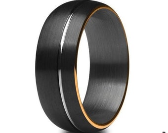 Matte Finish Wedding Band,Tungsten Wedding Ring,Offset Groove,Anniversary & Engagement,Tungsten Carbide,Men's Wedding Ring,Women's Band